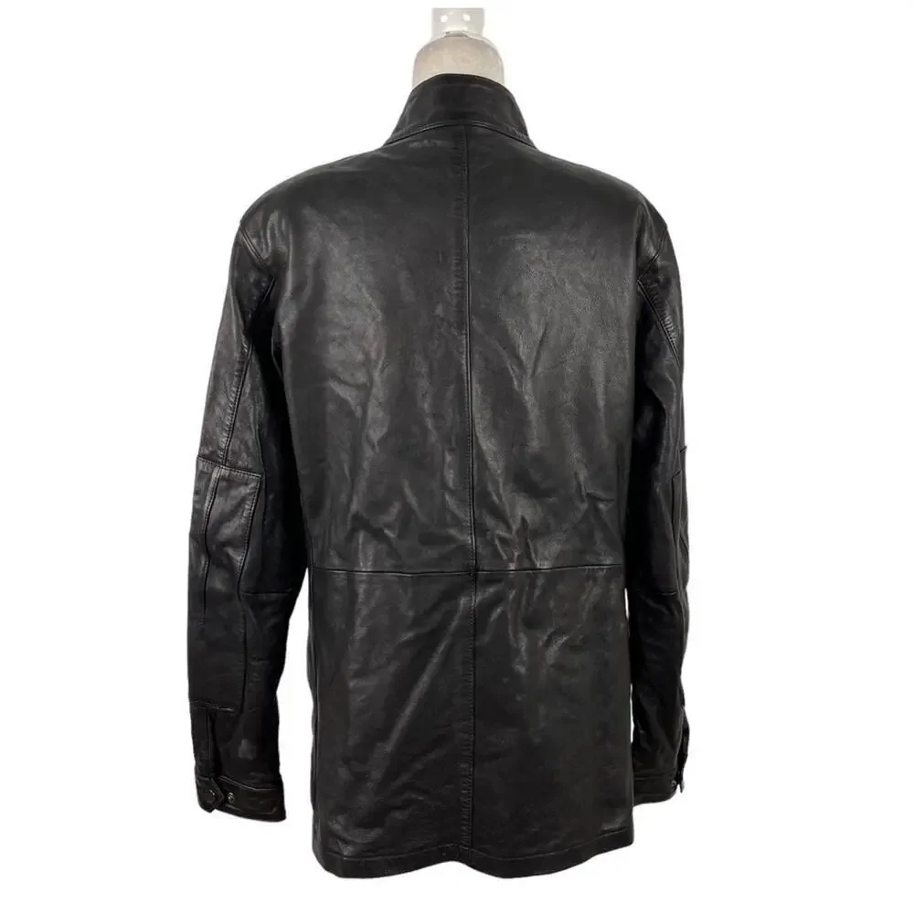 BARBOUR INTERNATIONAL MEN'S SADDLER BLACK LEATHER JACKET SIZE XL MLT0060BK31 - Picture 13 of 16